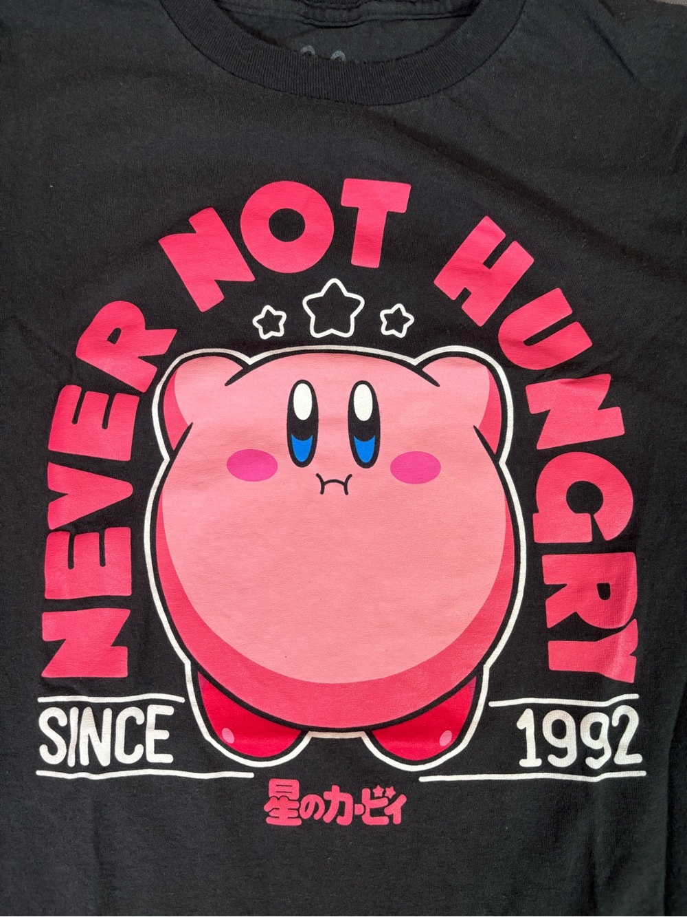 Nintendo Kirby Never Not Hungry Graphic T-Shirt Size M Black - Picture 2 of 6